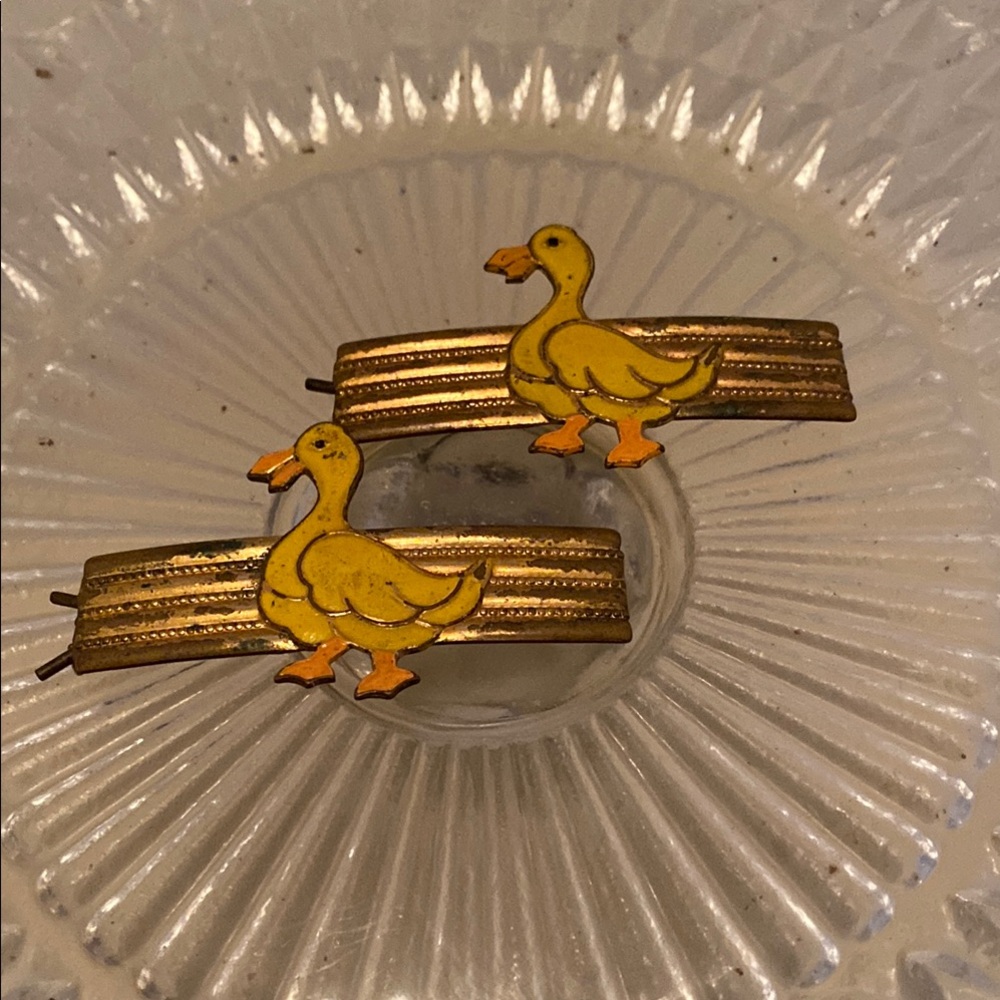Vintage Yellow Duck Hair Clips